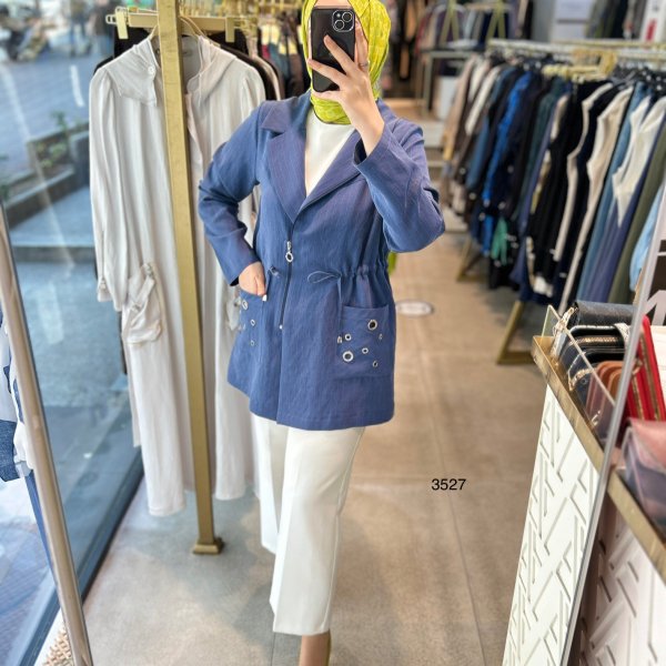 3527 Bel Büzgülü Ceket - Görsel 3