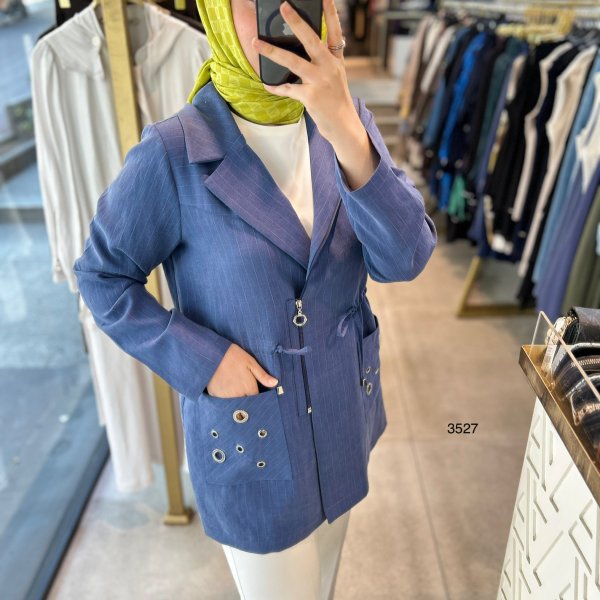3527 Bel Büzgülü Ceket - Görsel 5