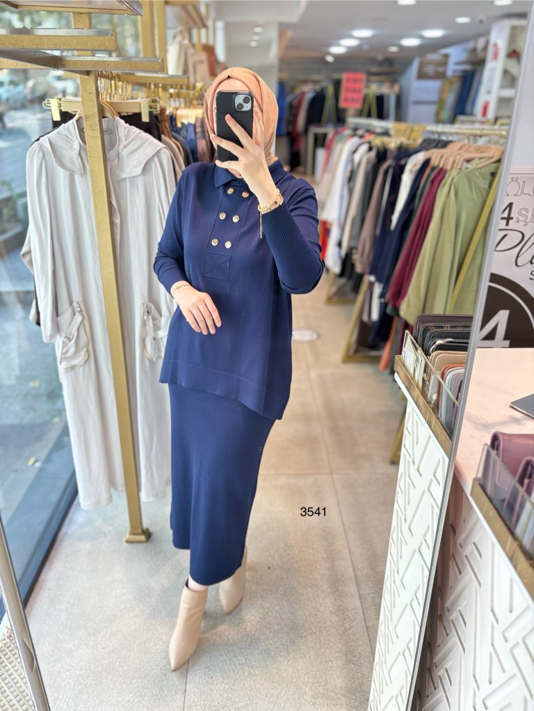 3541 ÇIT DETAYLI TRİKO ETEKLİ TAKIM