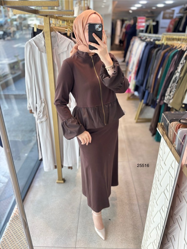 25516 BALON KOL DETAYLI GARNİLİ ETEKLİ TAKIM