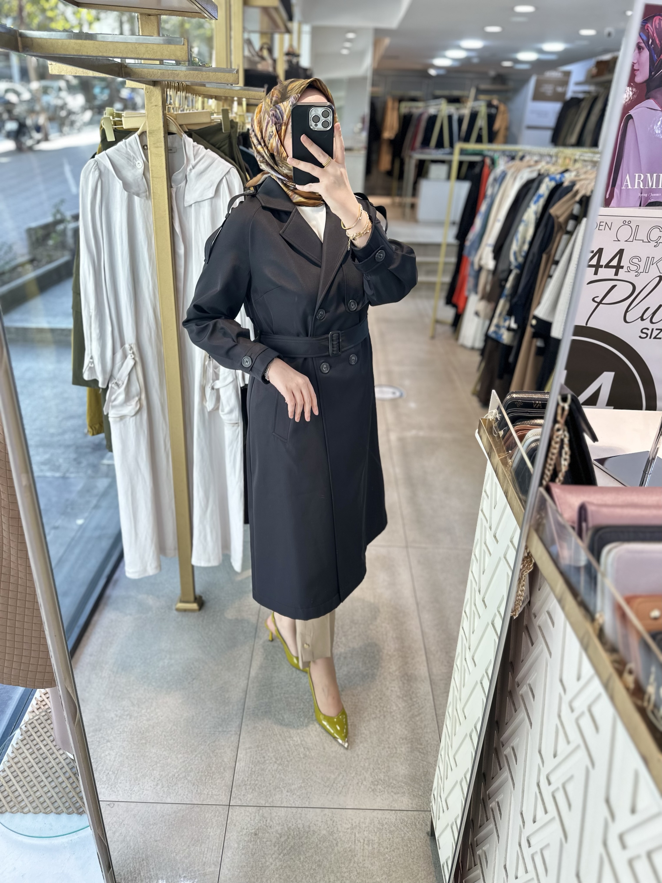 SZ1547 SELMA ZAFEROĞLU DÜĞMELİ TRENÇKOT - Görsel 4