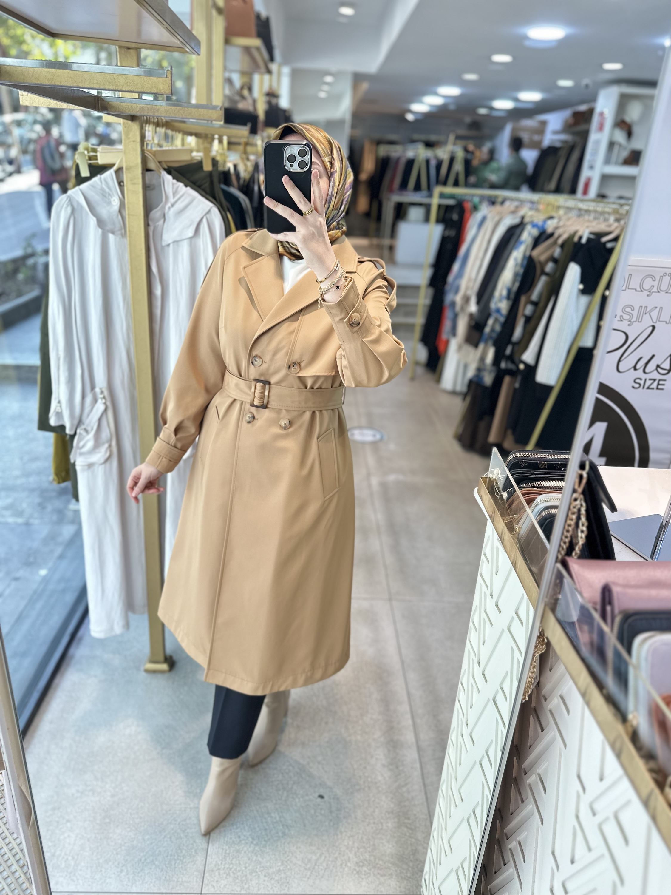 SZ1547 SELMA ZAFEROĞLU DÜĞMELİ TRENÇKOT - Görsel 9