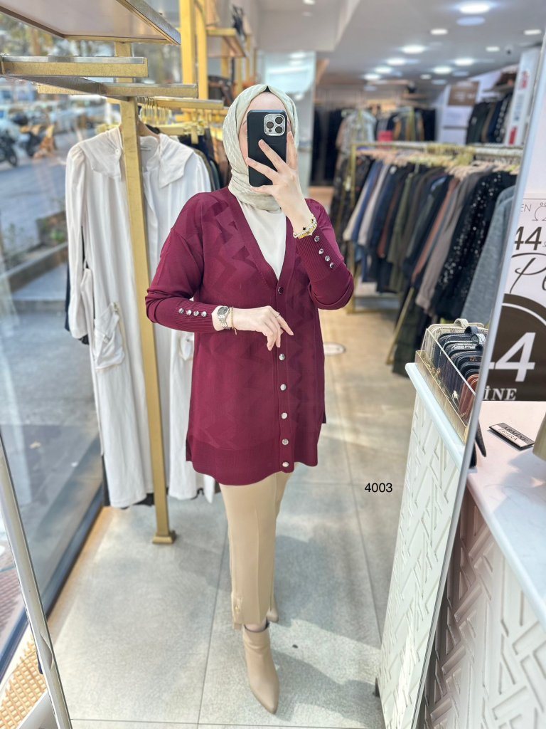 4003 Desenli Merserize Hırka