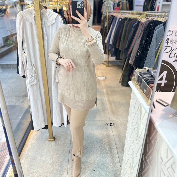 0102 Kareli Tunik - Görsel 8