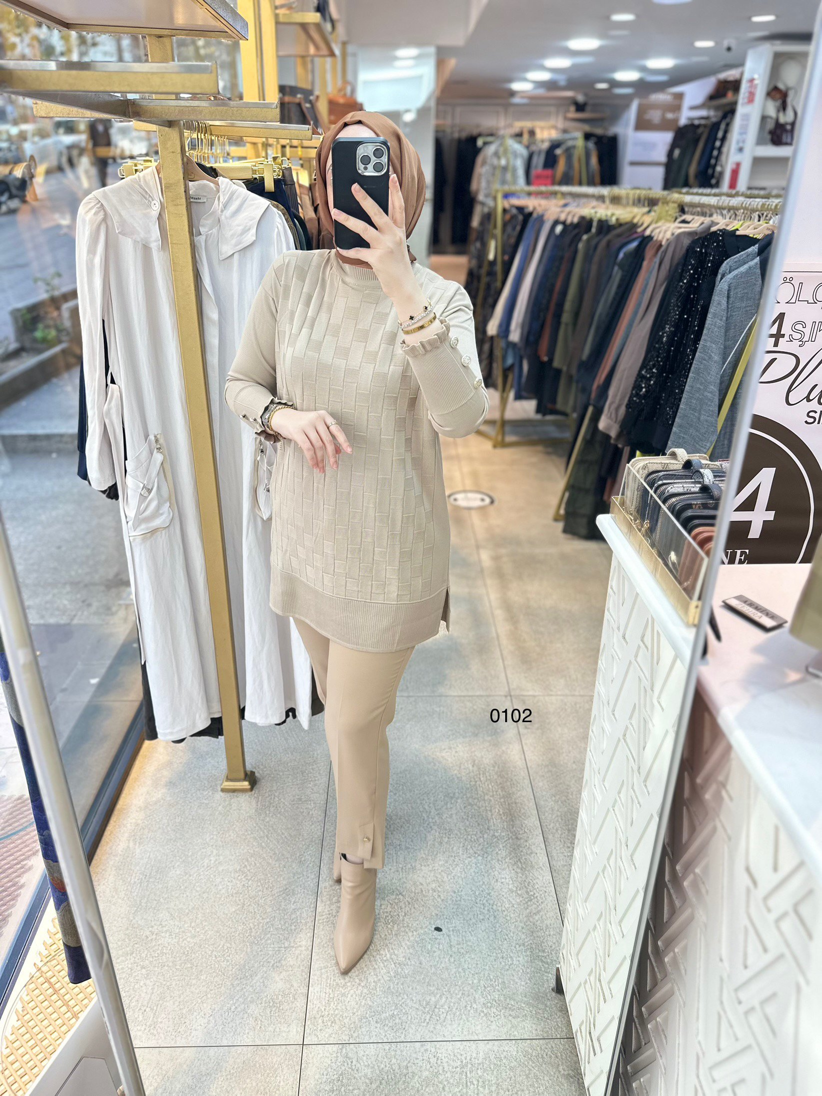 0102 Kareli Tunik - Görsel 8