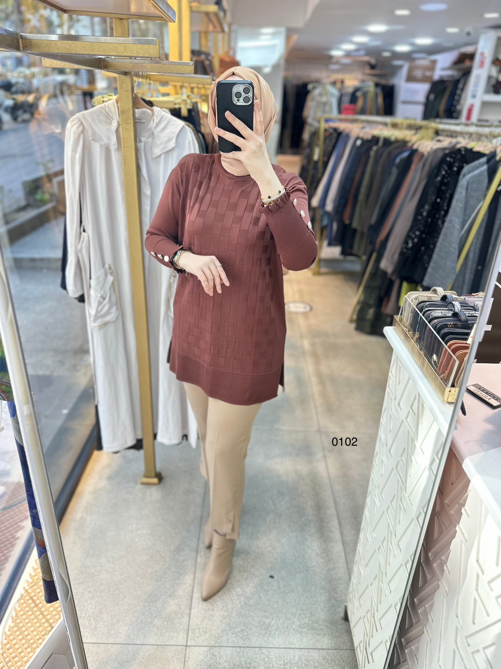 0102 Kareli Tunik - Görsel 9
