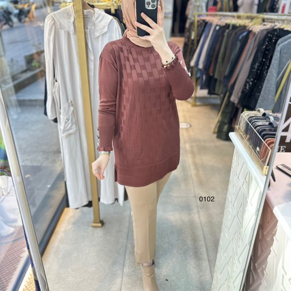 0102 Kareli Tunik - Görsel 11
