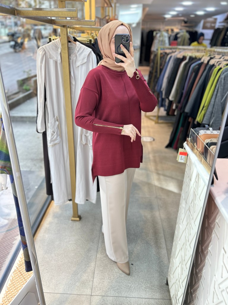 0333 Kol Fermuar Detaylı Tunik