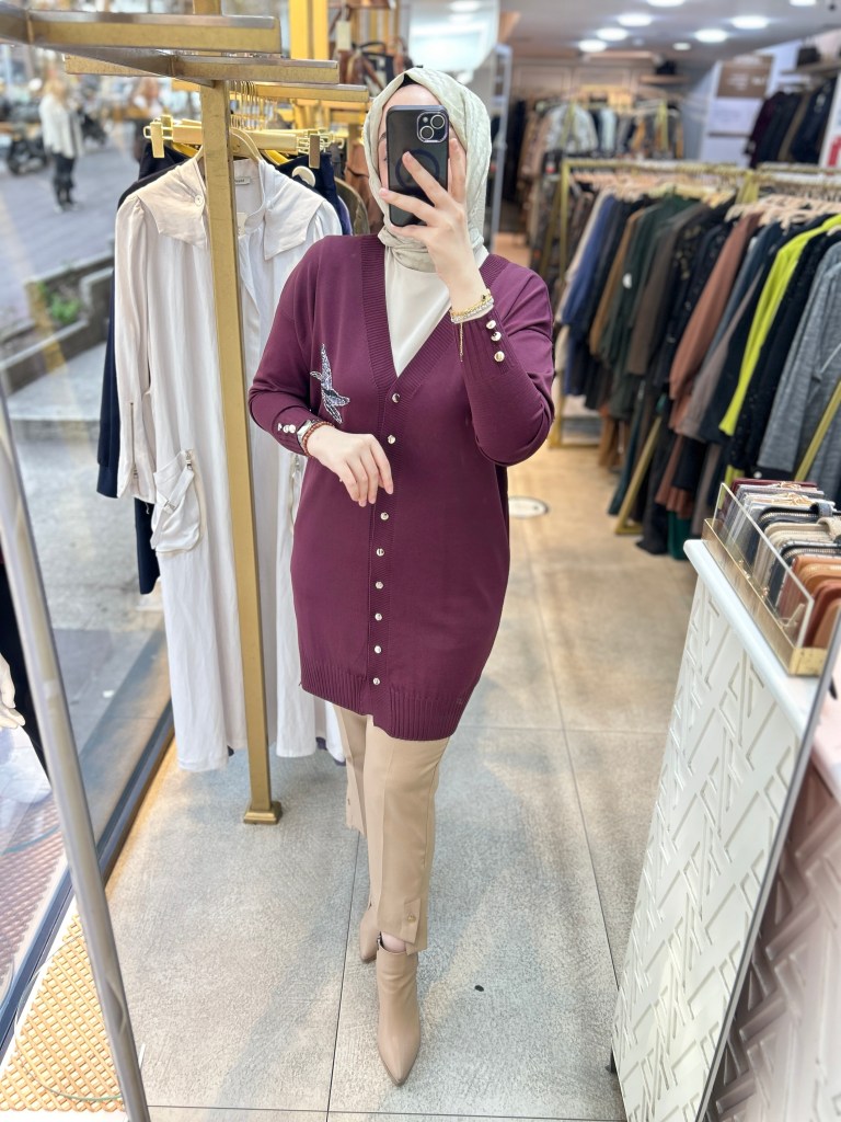 3207 Kuş Detaylı Tunik