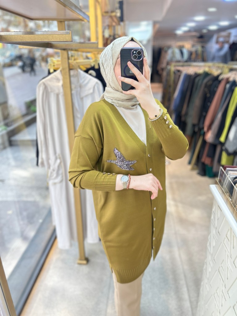 3207 Kuş Detaylı Tunik