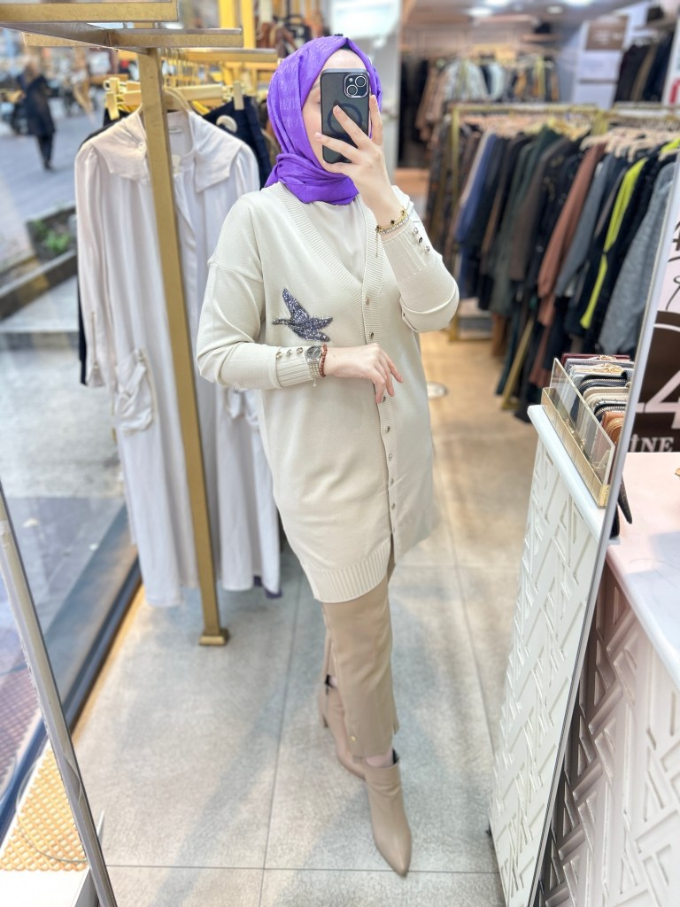 3207 Kuş Detaylı Tunik
