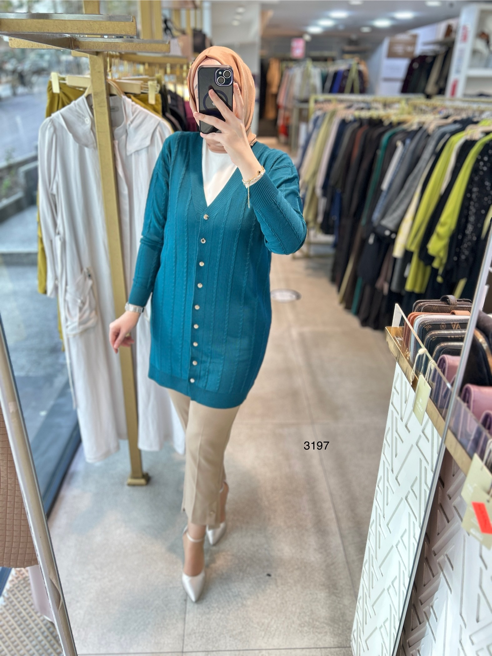 3197 Desenli Merserize Triko Tunik - Görsel 6