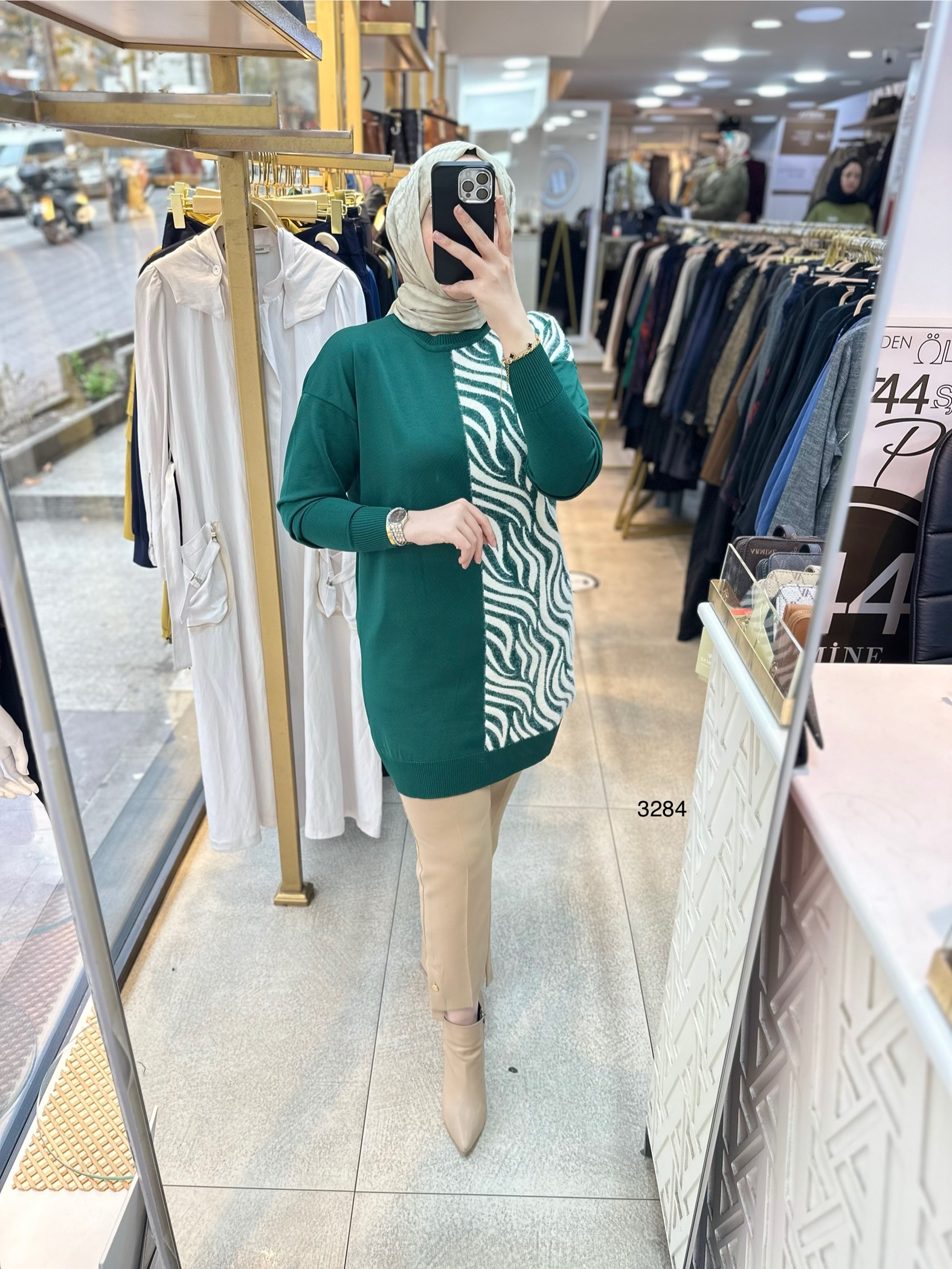3284 Zebra Desenli Merserize Tunik - Görsel 15