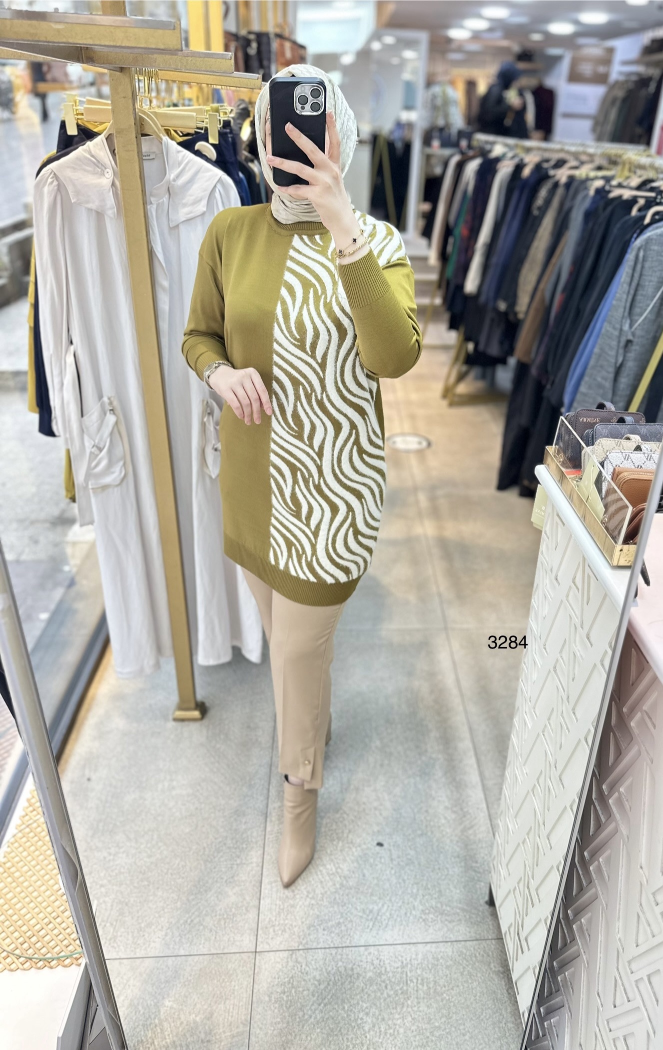3284 Zebra Desenli Merserize Tunik - Görsel 19