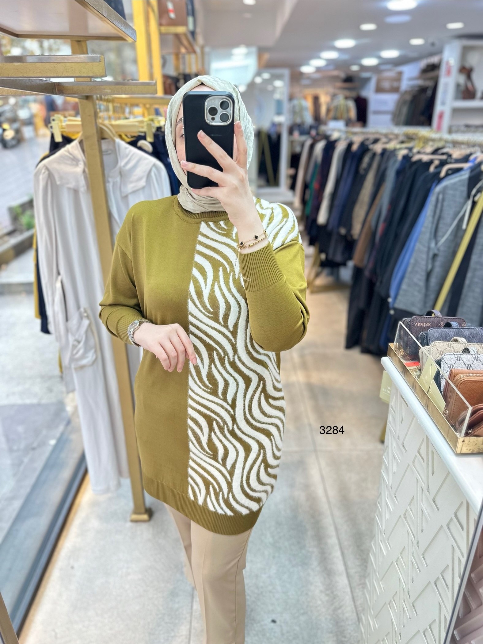 3284 Zebra Desenli Merserize Tunik - Görsel 21
