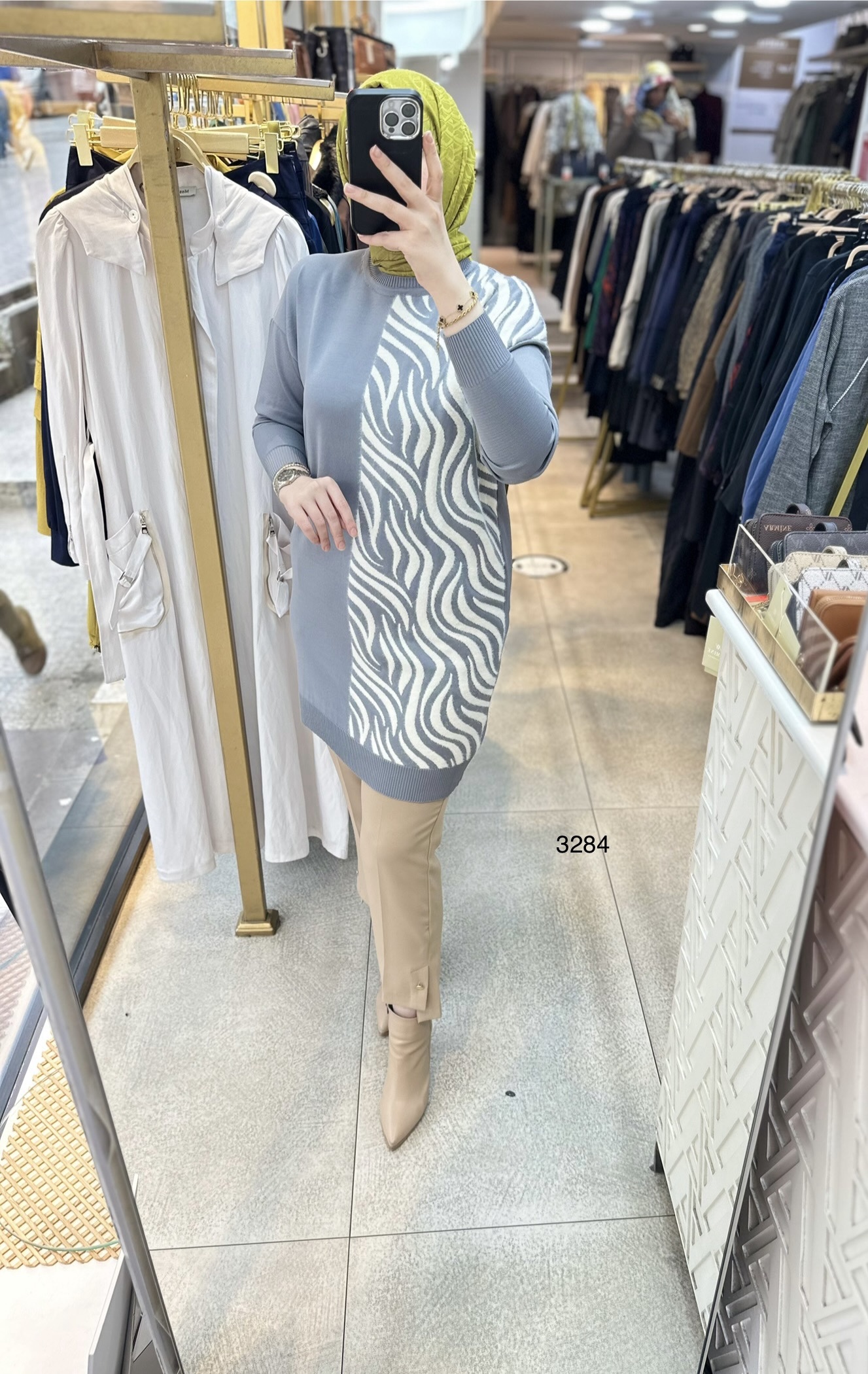 3284 Zebra Desenli Merserize Tunik - Görsel 25