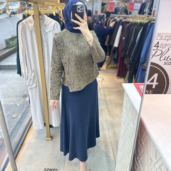 SZ8001 Selma Zaferoğlu Zebra Desen Etekli Takım - Görsel 3