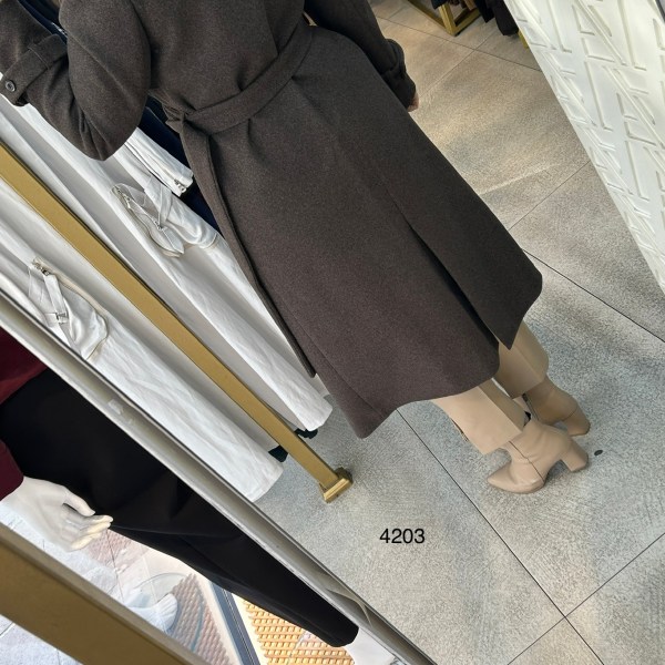 4203 Çift Düğmeli Kemerli Kaşe - Görsel 6