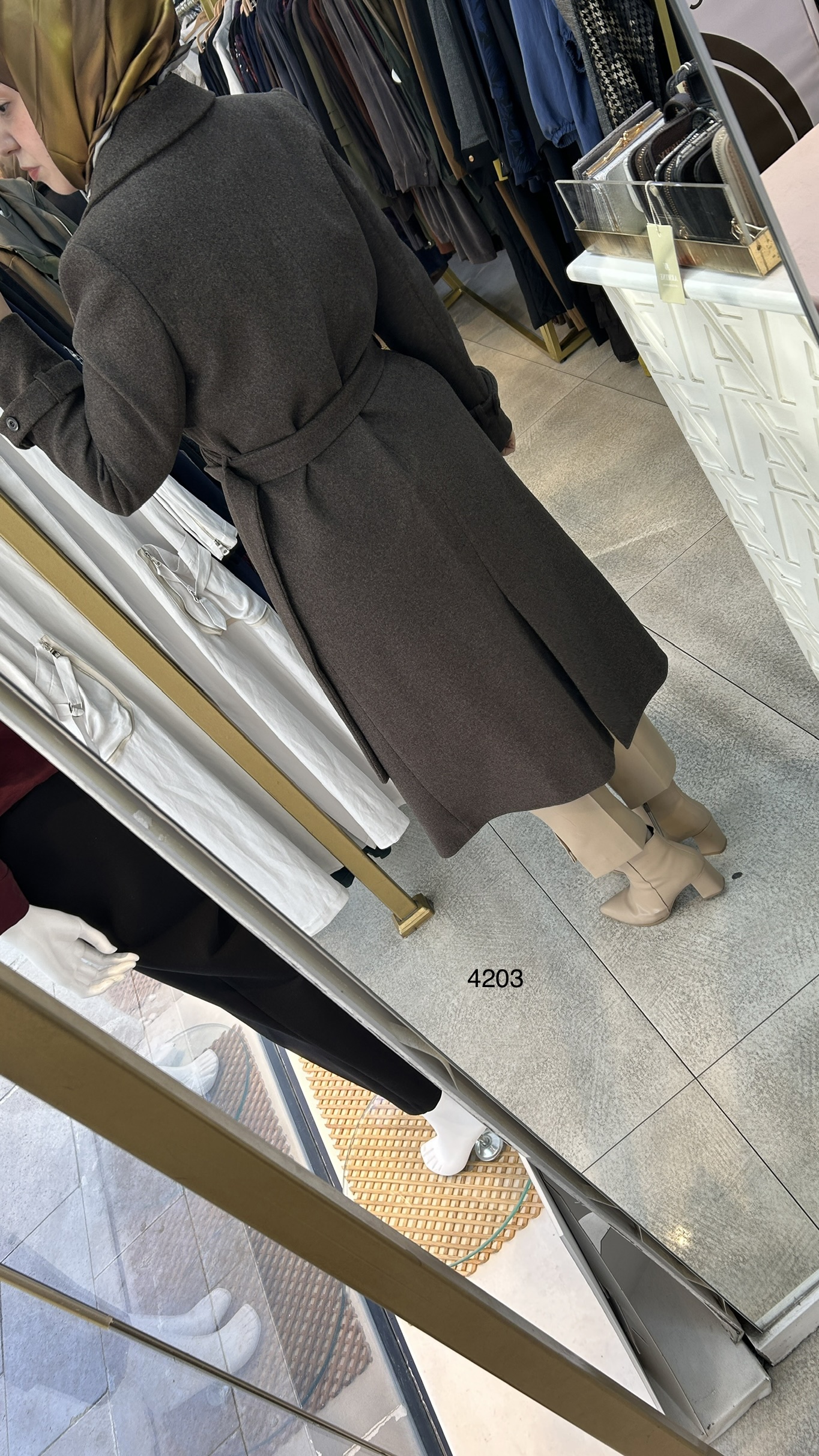 4203 Çift Düğmeli Kemerli Kaşe - Görsel 6