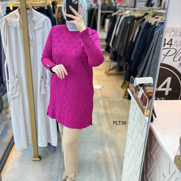 PLT39 Geometrik Desen Triko Tunik - Görsel 33