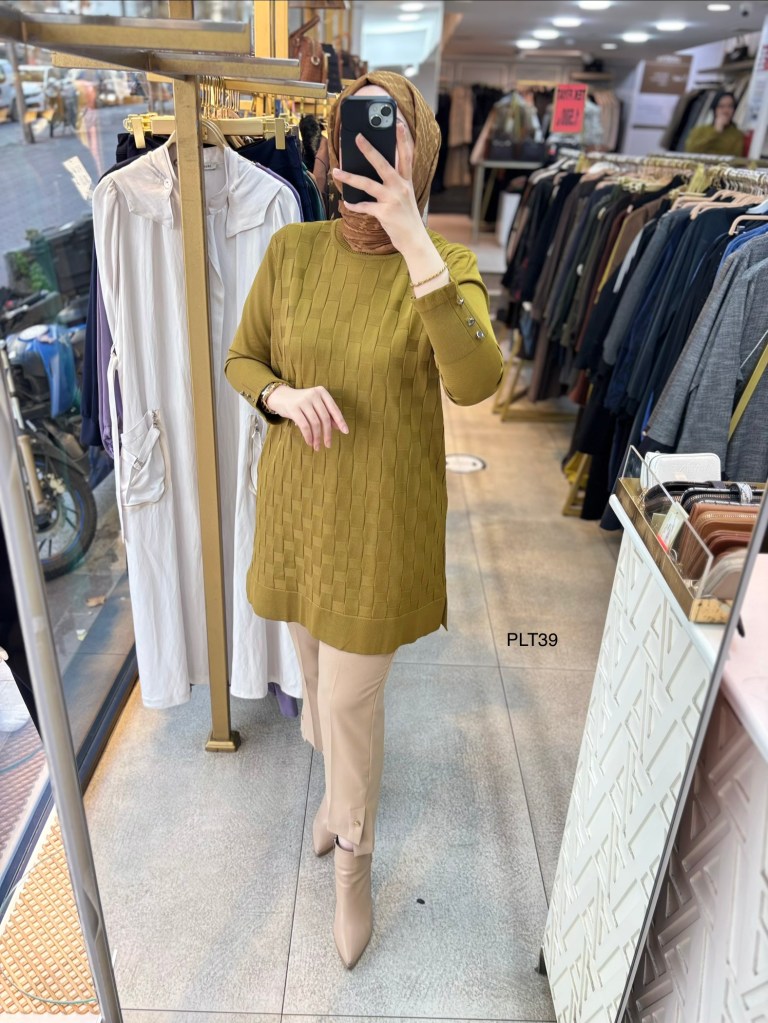 PLT39 Geometrik Desen Triko Tunik