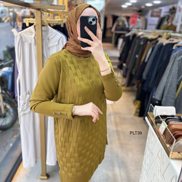 PLT39 Geometrik Desen Triko Tunik - Görsel 38