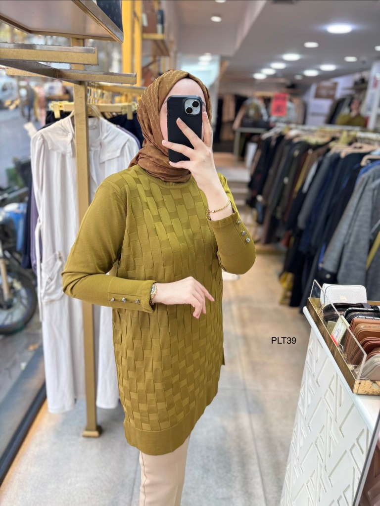 PLT39 Geometrik Desen Triko Tunik