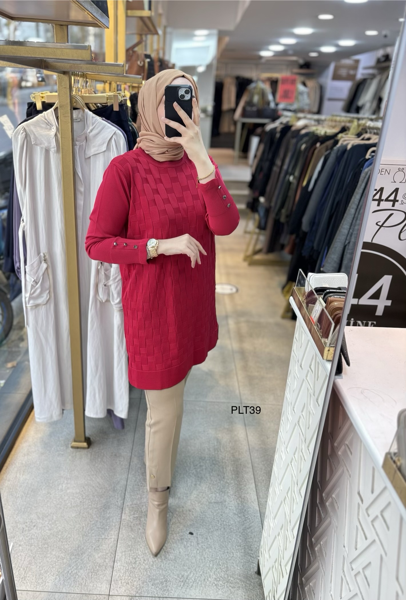 PLT39 Geometrik Desen Triko Tunik - Görsel 44