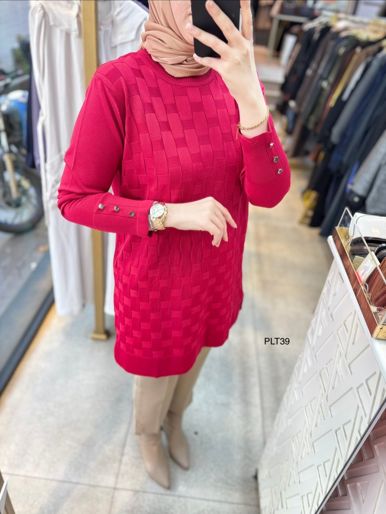 PLT39 Geometrik Desen Triko Tunik