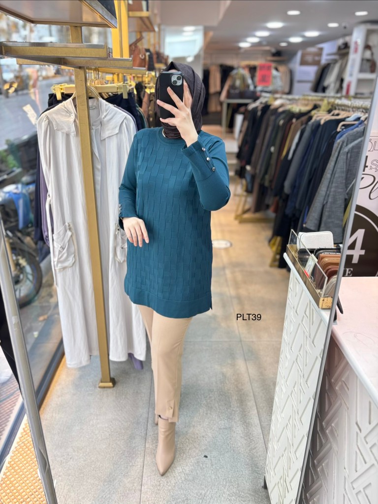 PLT39 Geometrik Desen Triko Tunik