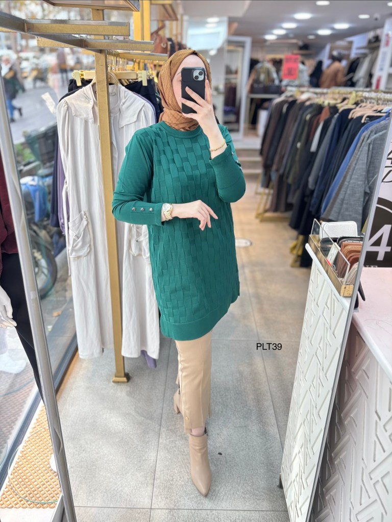 PLT39 Geometrik Desen Triko Tunik