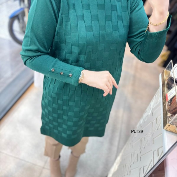 PLT39 Geometrik Desen Triko Tunik - Görsel 15