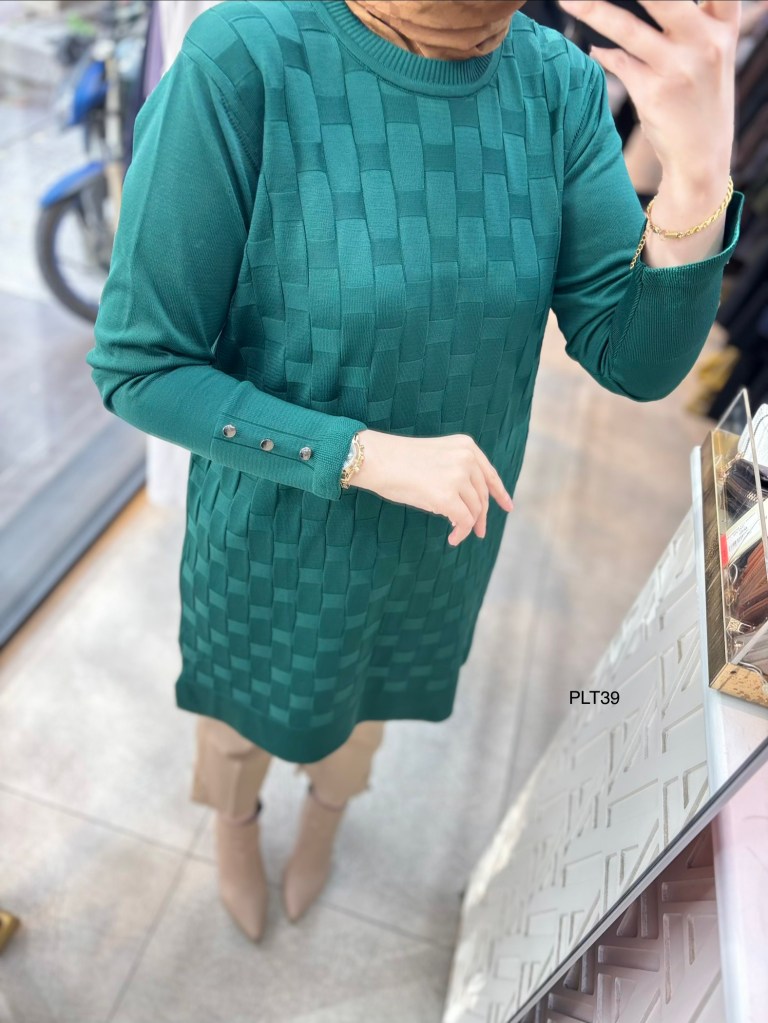 PLT39 Geometrik Desen Triko Tunik