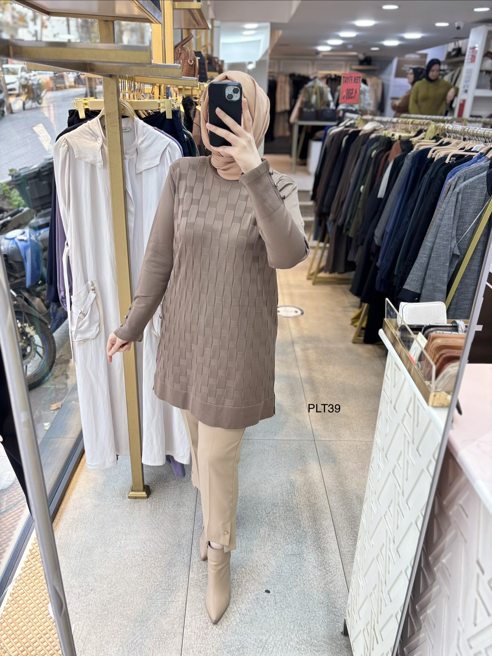 PLT39 Geometrik Desen Triko Tunik - Görsel 56