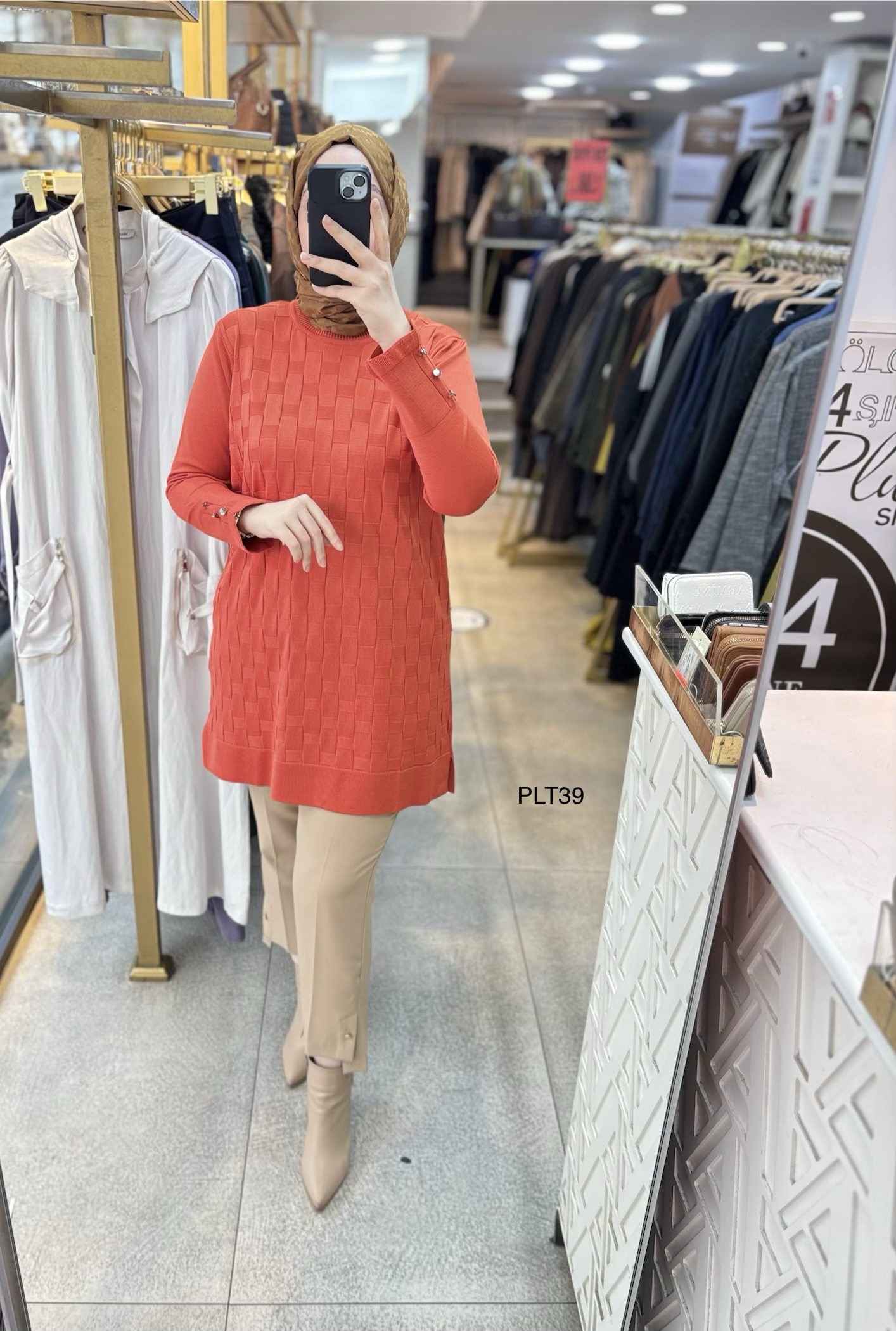 PLT39 Geometrik Desen Triko Tunik - Görsel 48