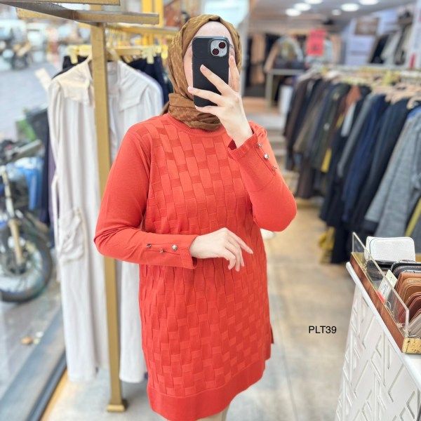 PLT39 Geometrik Desen Triko Tunik - Görsel 49