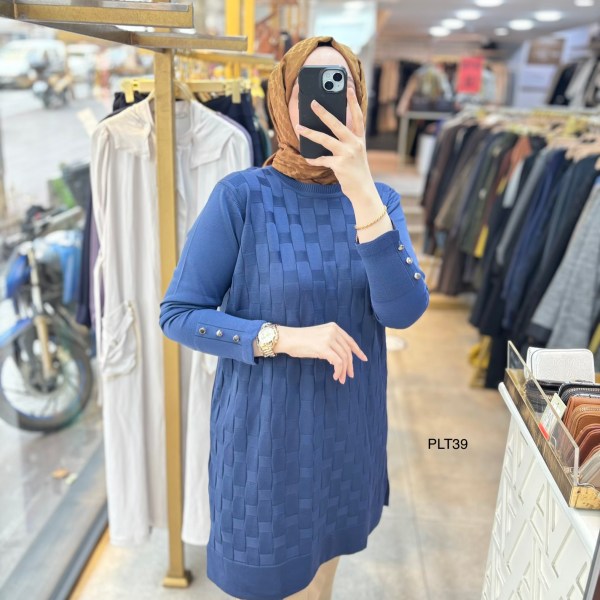 PLT39 Geometrik Desen Triko Tunik - Görsel 22