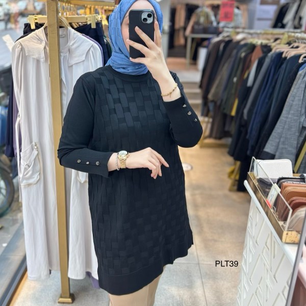 PLT39 Geometrik Desen Triko Tunik - Görsel 52