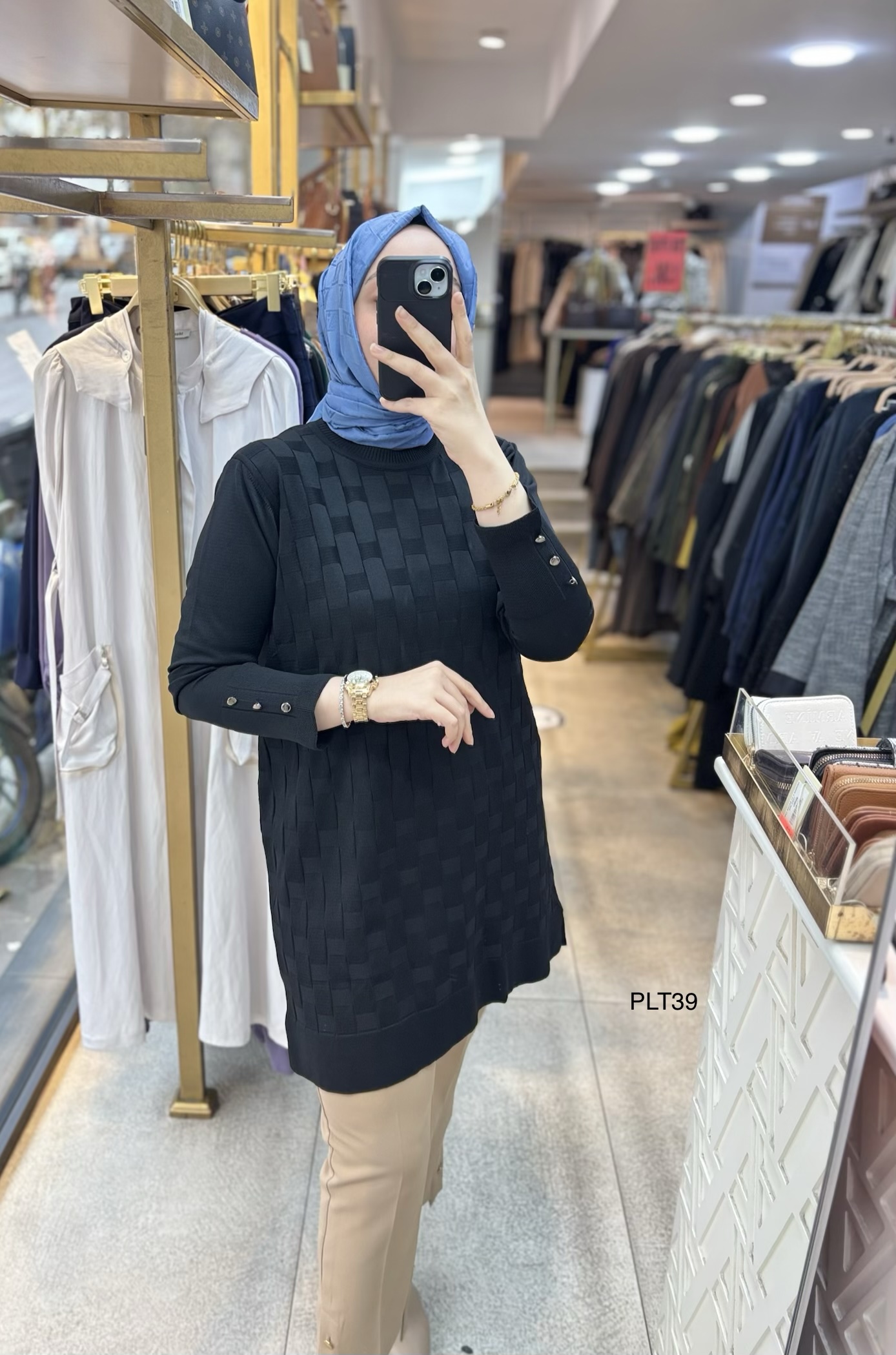 PLT39 Geometrik Desen Triko Tunik - Görsel 52