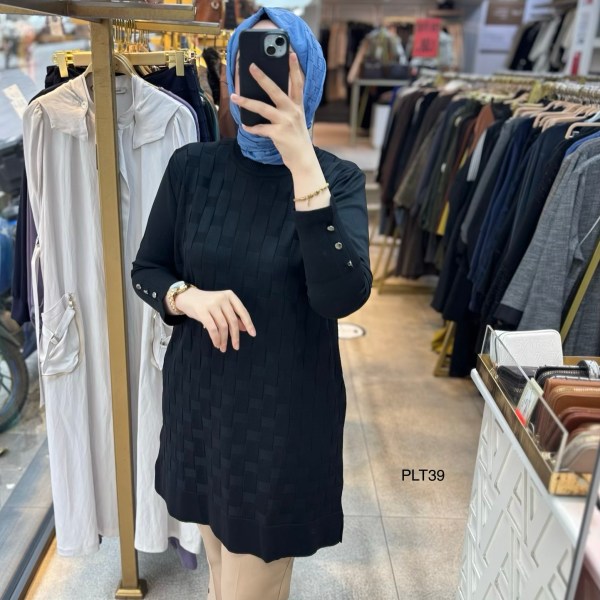 PLT39 Geometrik Desen Triko Tunik - Görsel 53