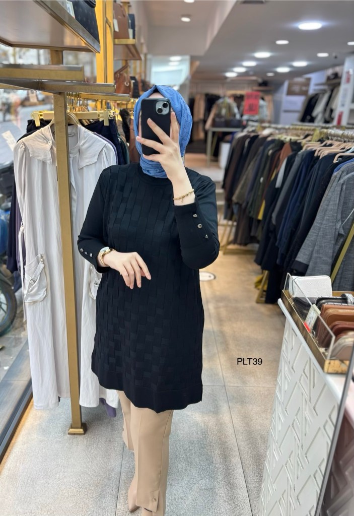PLT39 Geometrik Desen Triko Tunik