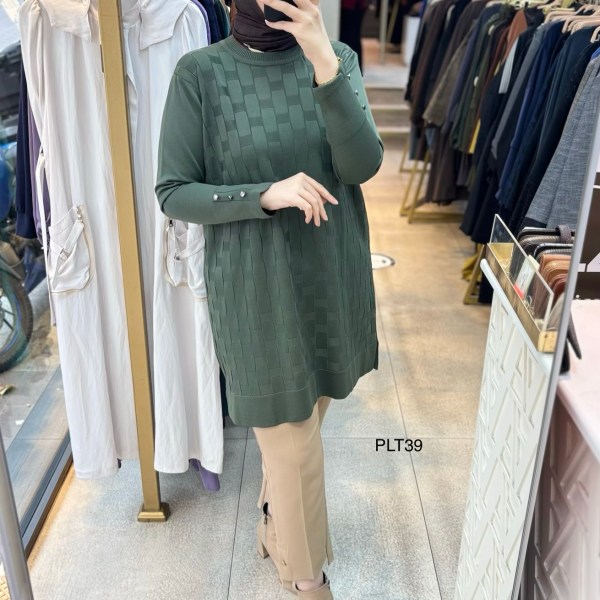 PLT39 Geometrik Desen Triko Tunik - Görsel 25