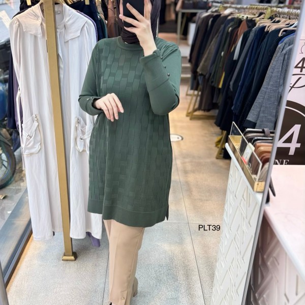 PLT39 Geometrik Desen Triko Tunik - Görsel 37