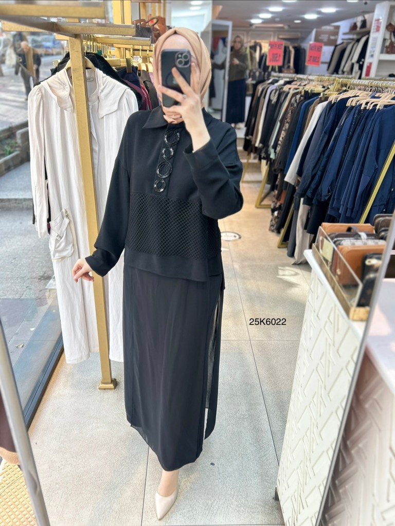 25K6022 Şifon Detaylı Klasik Takım