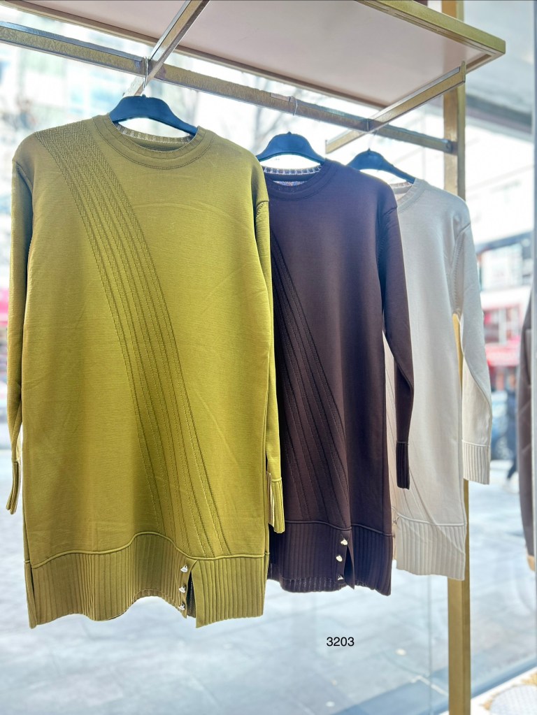 3203 Çizgi Desenli Triko Tunik