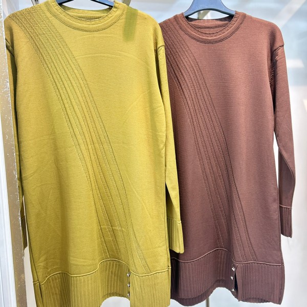 3203 Çizgi Desenli Triko Tunik - Görsel 12