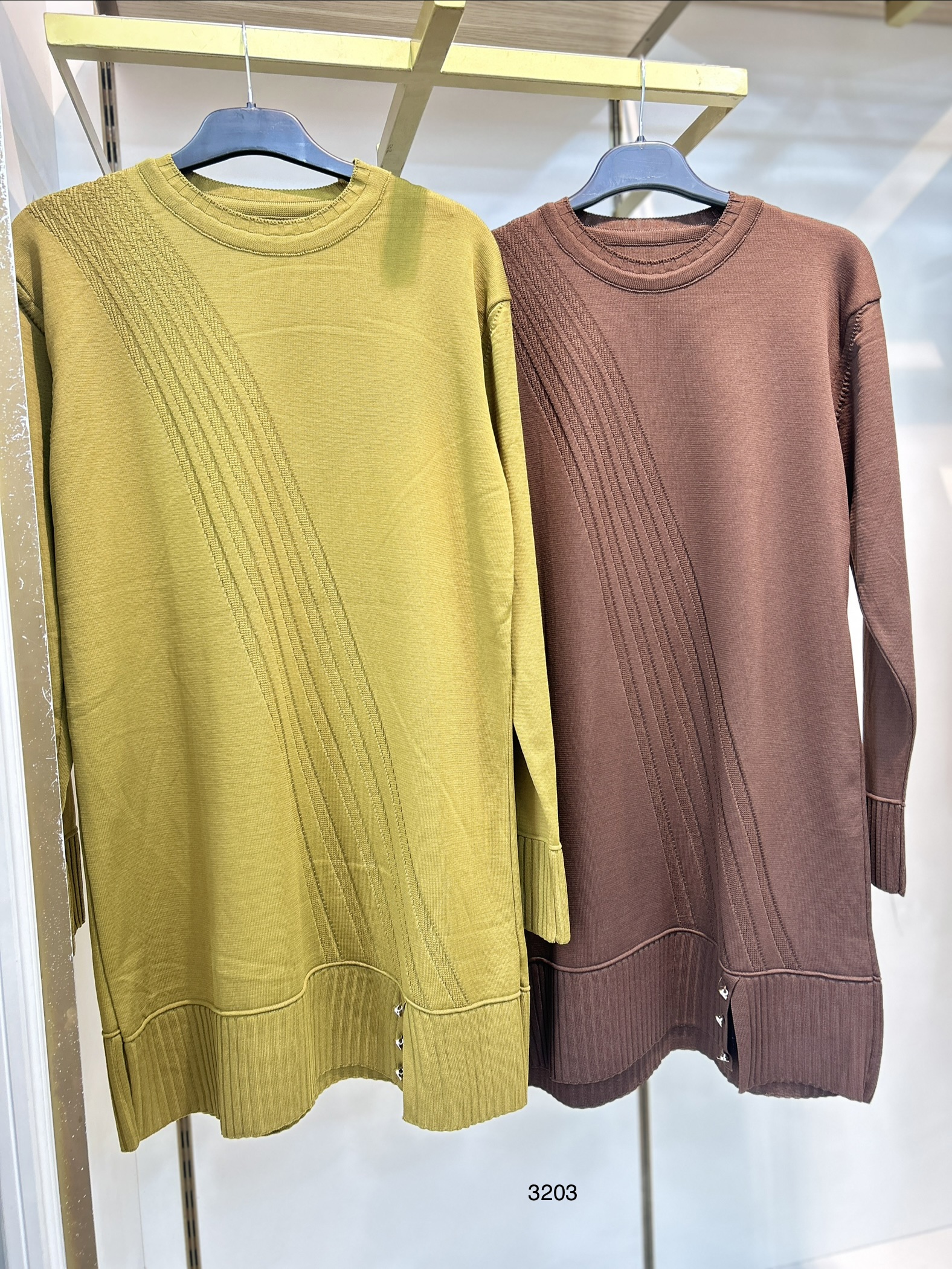 3203 Çizgi Desenli Triko Tunik - Görsel 12