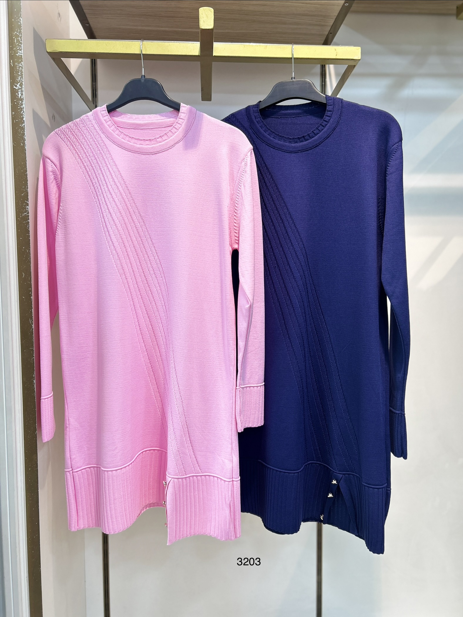 3203 Çizgi Desenli Triko Tunik - Görsel 9