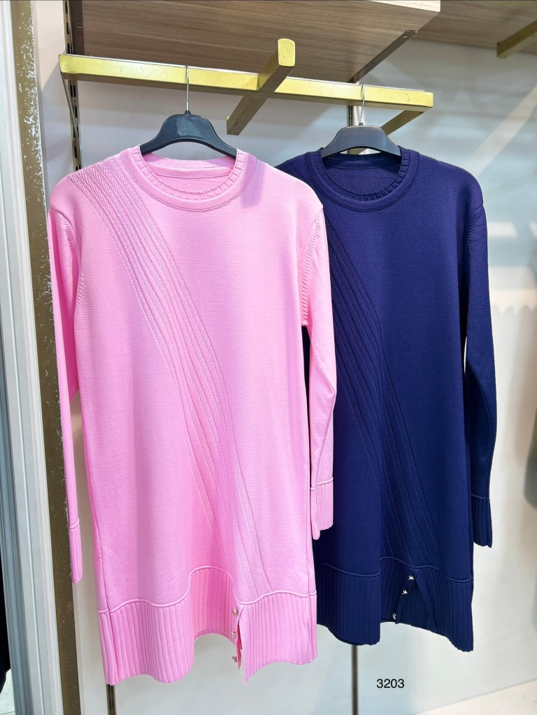 3203 Çizgi Desenli Triko Tunik