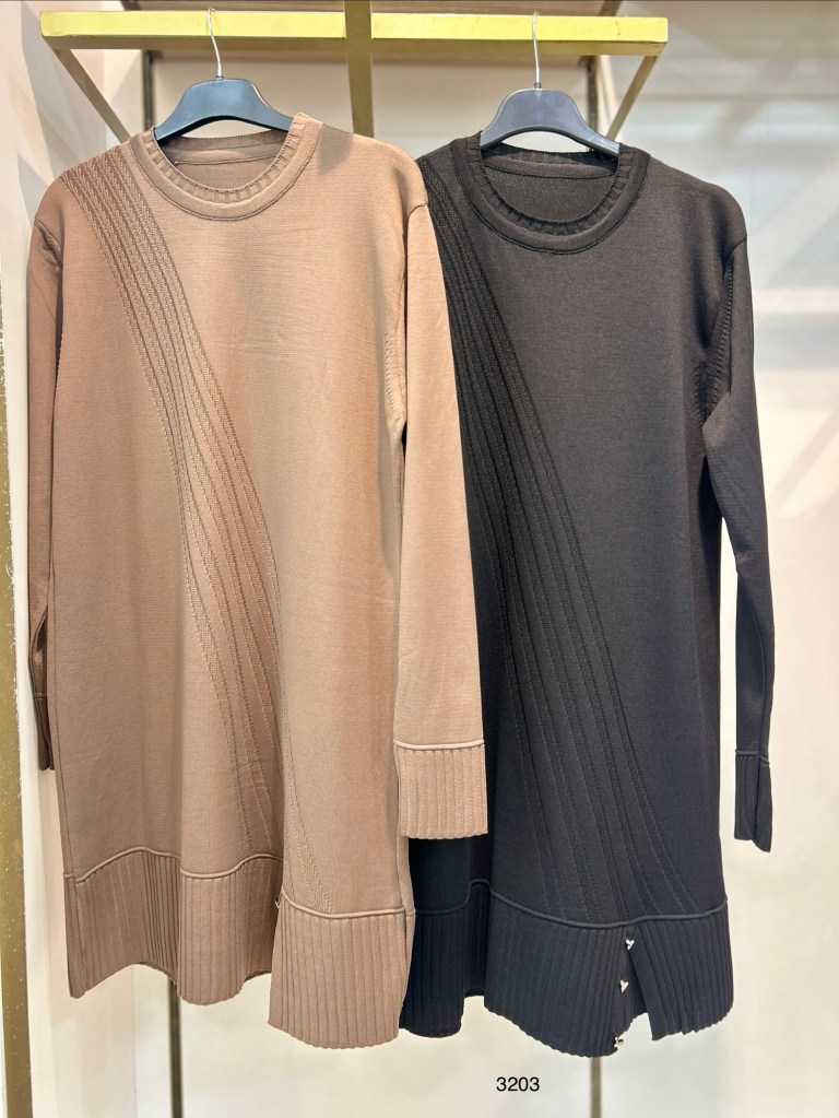 3203 Çizgi Desenli Triko Tunik